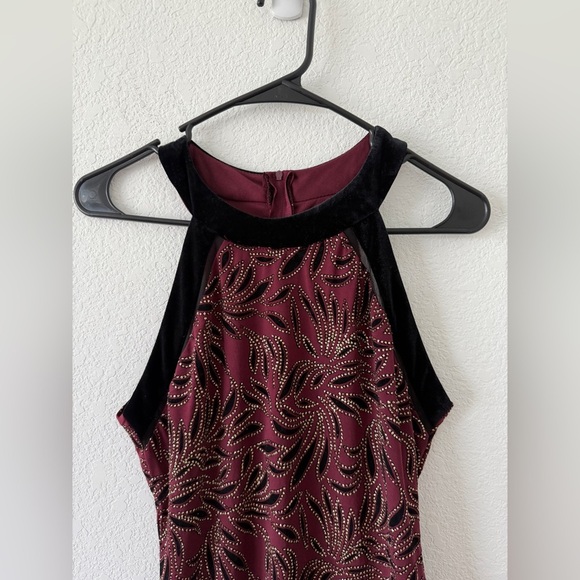 Elegant Black and maroon Patterned Women's Dress - Picture 2 of 11